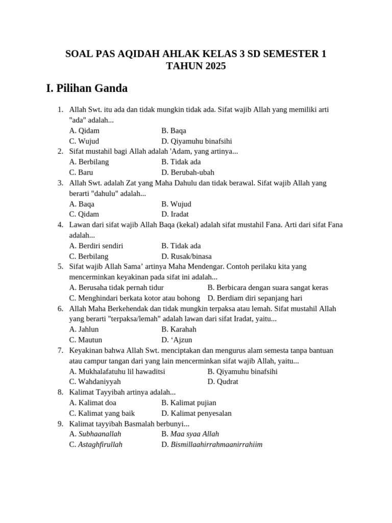 3 Cara Download Soal UTS Aqidah Akhlak Kelas 3 Semester 1 untuk Latihan Anak