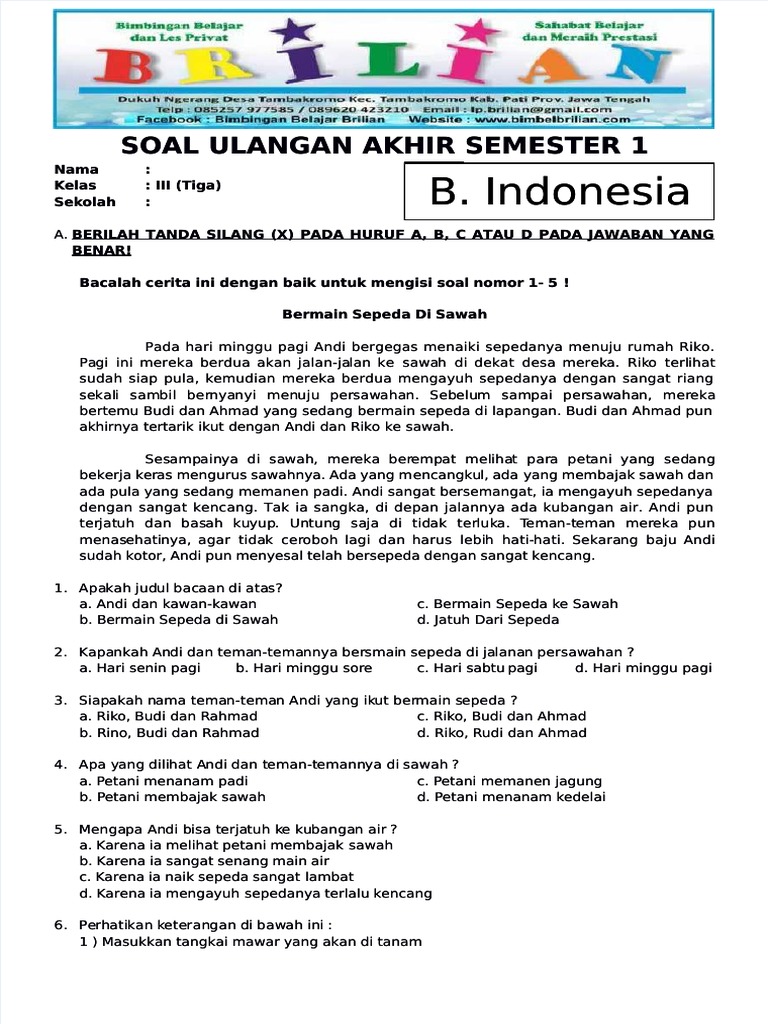 3 Cara Mudah Download Soal UTS Bahasa Indonesia Kelas 3 Semester 1 Siap Cetak untuk Anak
