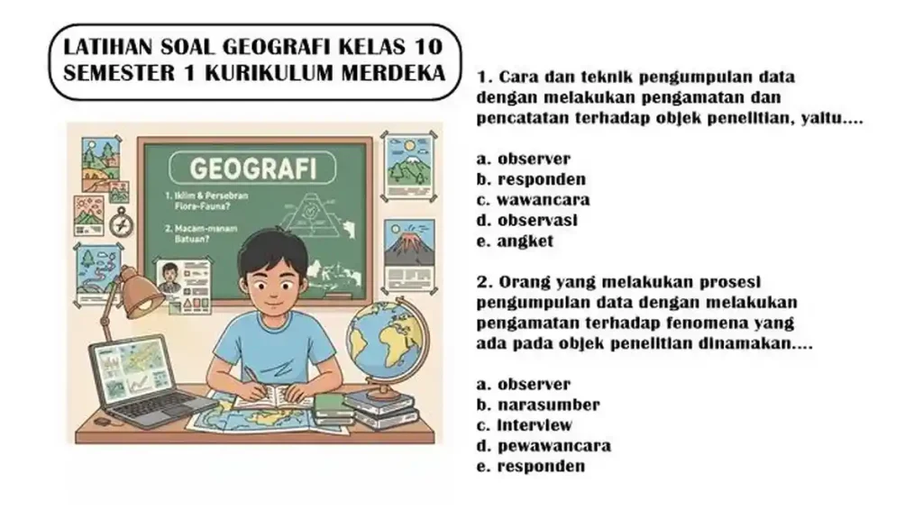 5 Soal Geografi Kelas 10 Semester 1 tentang Aspek Fisik dan Sosial yang Wajib Dikuasai di 2026