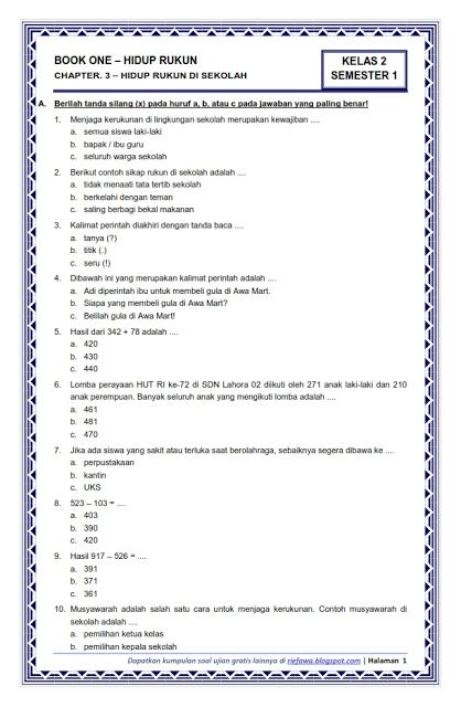 Yuk Cek Kumpulan Soal Pai Kelas 1 Sd Semester 2 Terlengkap - Simak