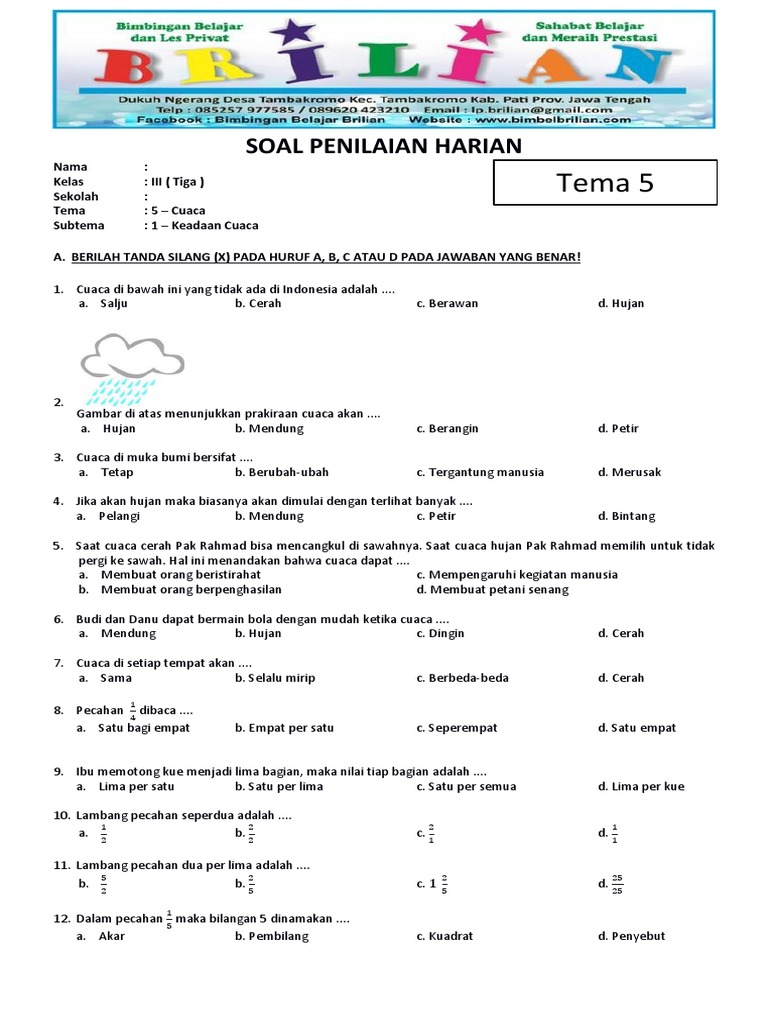 7 Rahasia Soal UAS Tema 5 Kelas 3 Cuaca yang Wajib Diketahui Sebelum Ujian Dimulai