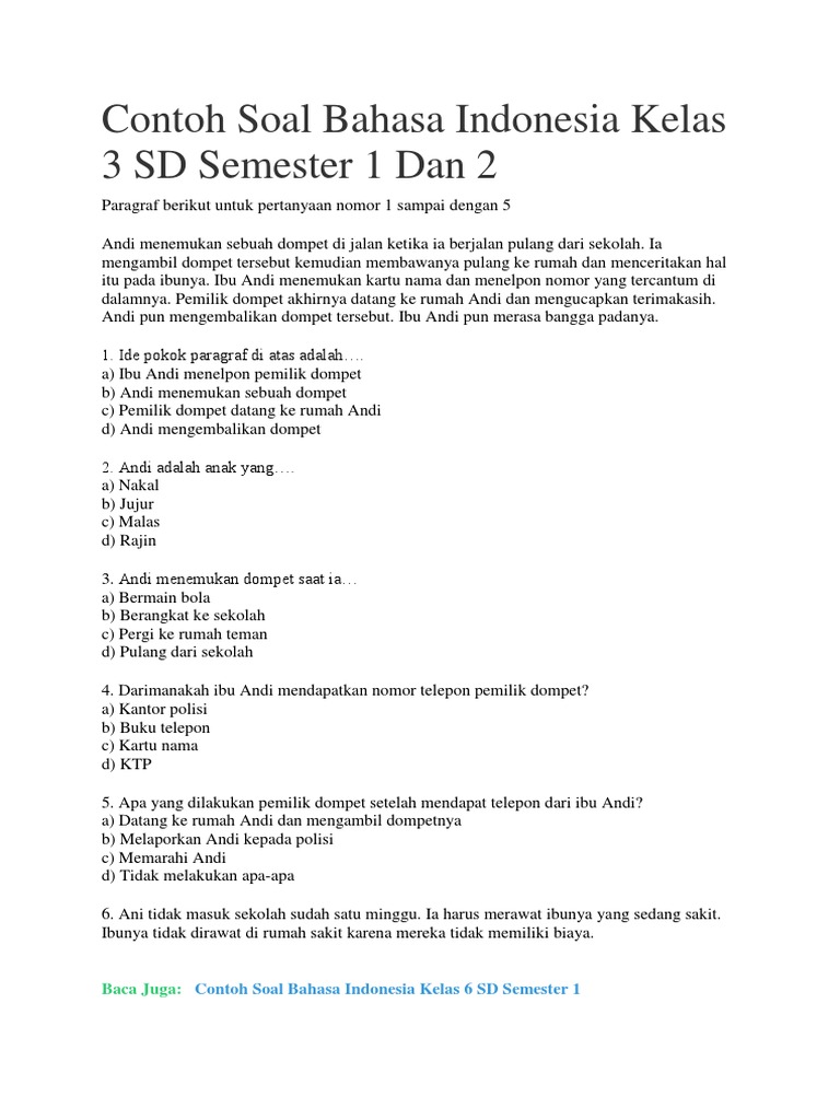 7 Tips Ampuh Hadapi soal bahasa indonesia kelas 3 semester 1 kurikulum 2013 Sebelum Ujian