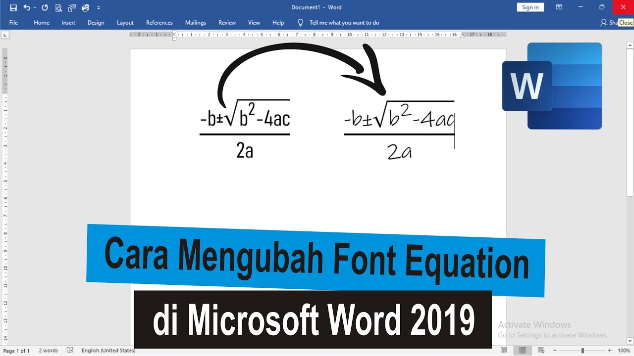 Cara Mudah Mengubah Font Equation di Word 2019