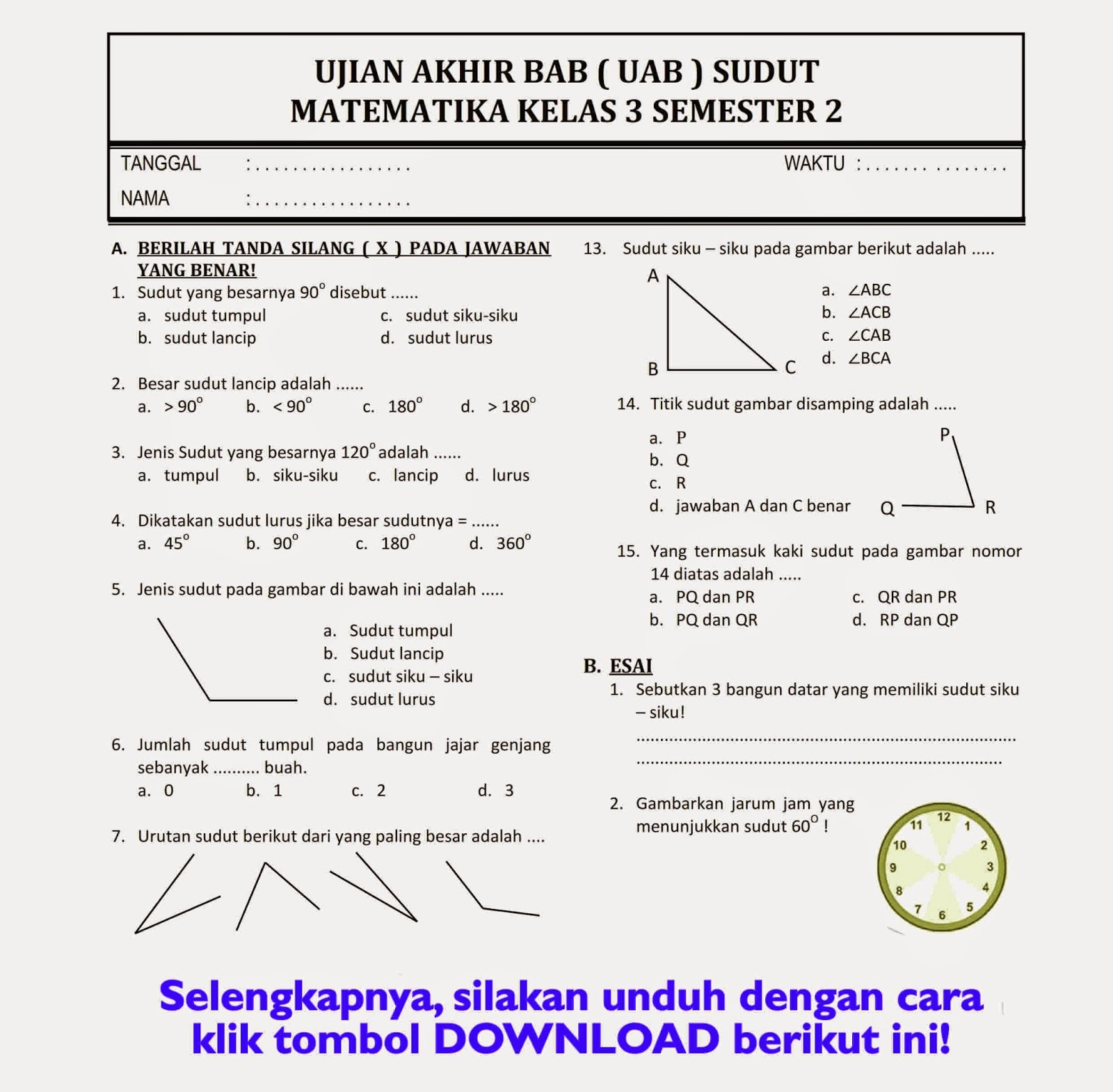 Akhirnya Terungkap! Soal Kelas 3 SD Semester 2 STS 2026 dan Kunci Jawaban Lengkap