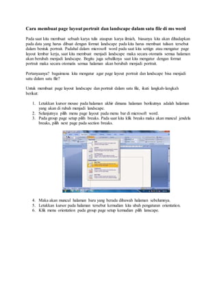 Cara membuat nomor halaman berbeda pada word DOCX Cara membuat nomor halaman berbeda pada word DOCX