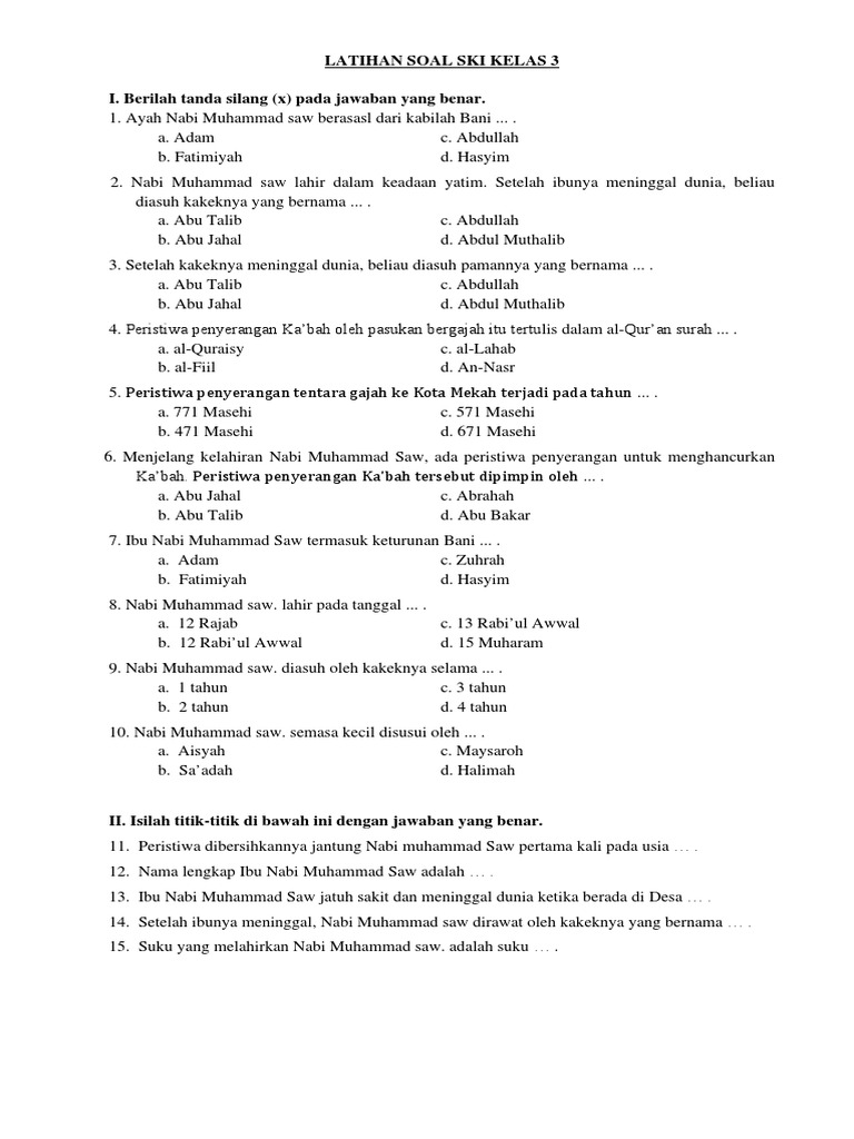 Download Soal Ulangan SKI Kelas 3 Semester 2 Terbaru 2026, 7 Soal Ini Wajib Dikuasai