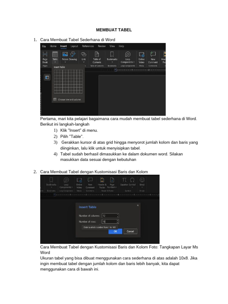 Cara Membuat Tabel di Word PDF Cara Membuat Tabel di Word PDF