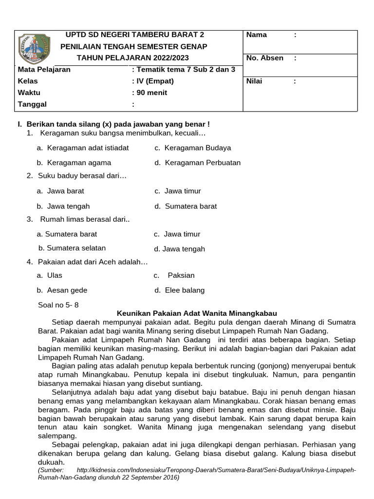 Rahasia Skor Tinggi Soal PTS Buku Tematik 7 Kelas 4 Tema Terupdate Tahun Ini