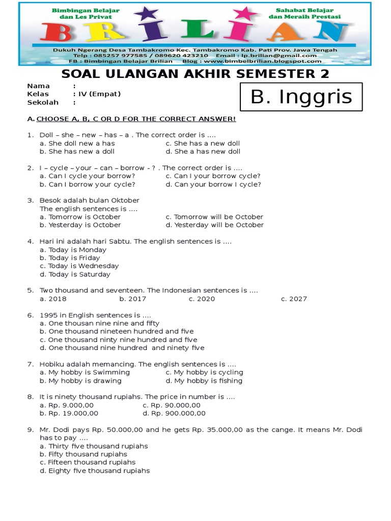Terbukti! 5 Cara Cepat Kuasai soal bahasa inggris kelas 4 semester 2 kurikulum 2013