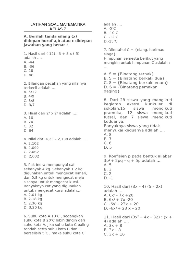 Terbukti! 5 Cara Cepat Kuasai soal matematika kelas 7 semester 1 kurikulum merdeka pdf