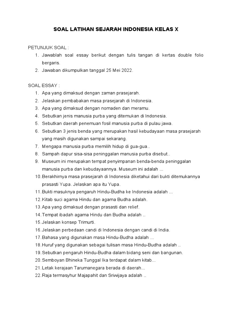Ternyata Ini 7 Soal Essay Sejarah Kelas 10 Semester 1 yang Paling Sering Muncul di STS 2026, Wajib Tahu Sebelum Ujian!