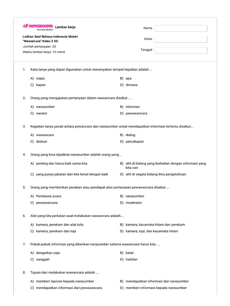 Ternyata Ini Contoh Soal Wawancara Kelas 3 SD yang Sering Keluar 2026