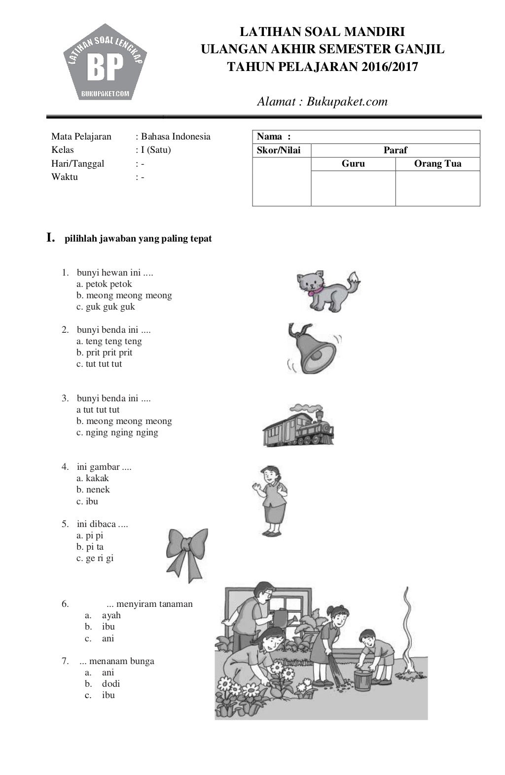 Latihan Soal Bahasa Indonesia Kelas 1 Sd Dalchaebi