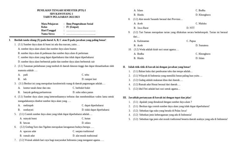 Wajib Tahu 5 Bocoran soal pts ips kelas 4 semester 2 Agar Nilai Langsung Melonjak