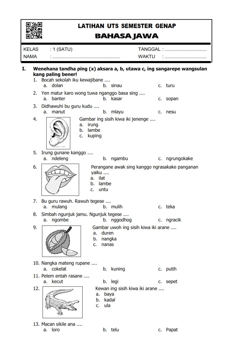 BangSoal Soal Bahasa Untuk Sd Kelas 1 Bahasa Pemahaman membaca