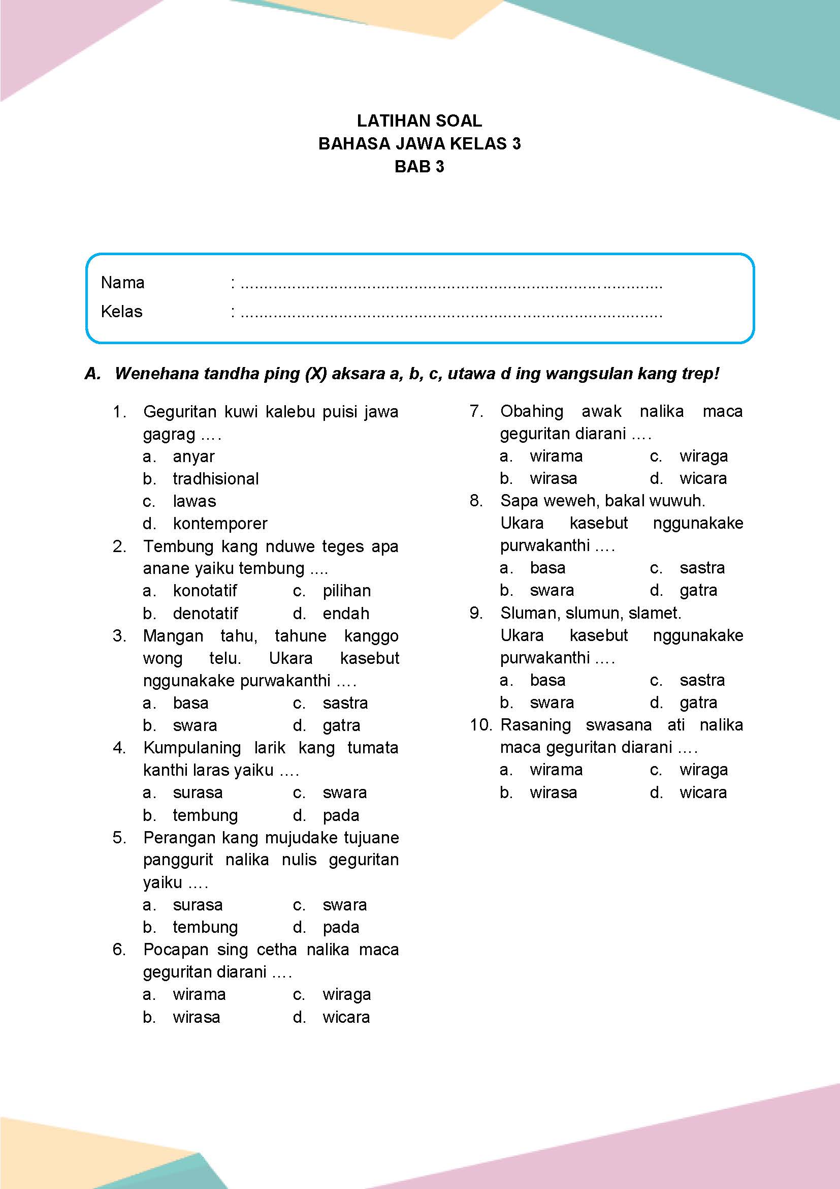download soal uts bahasa jawa kelas 3 semester 1