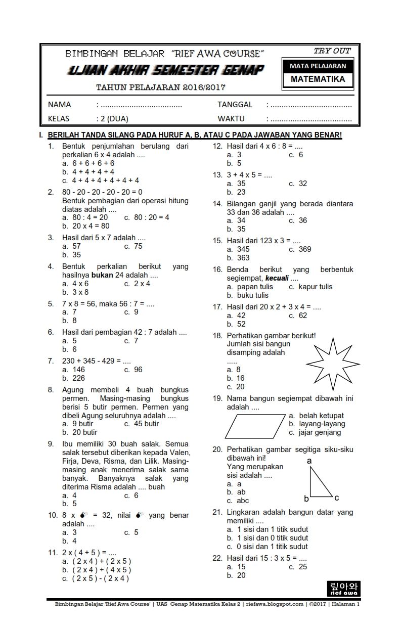Mempersiapkan Jagoan Matematika Cilik: Panduan Lengkap Mengunduh Soal UKK Matematika Kelas 2 SDIT